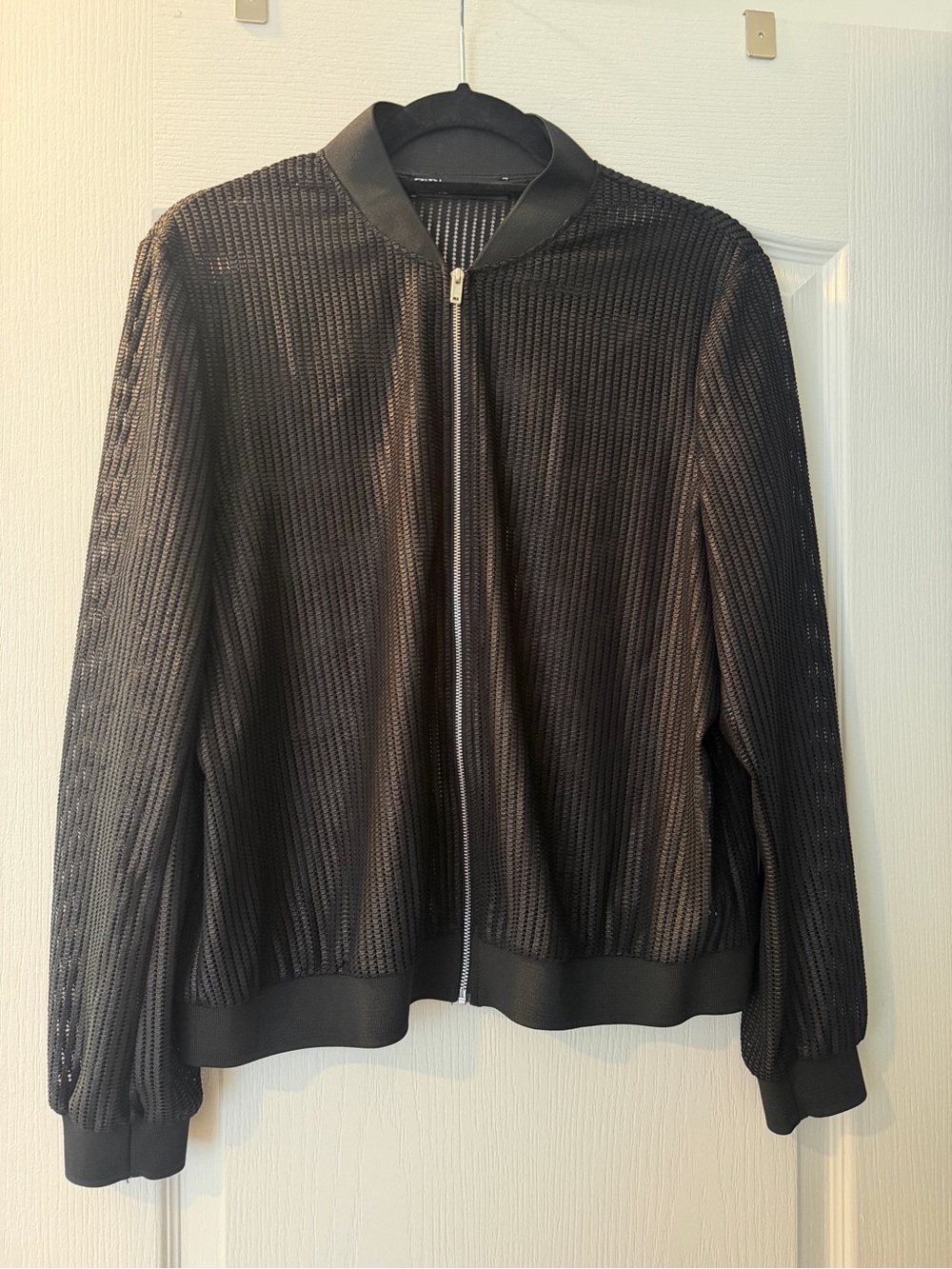 Zara Women’s  Black Mesh Bomber Jacket